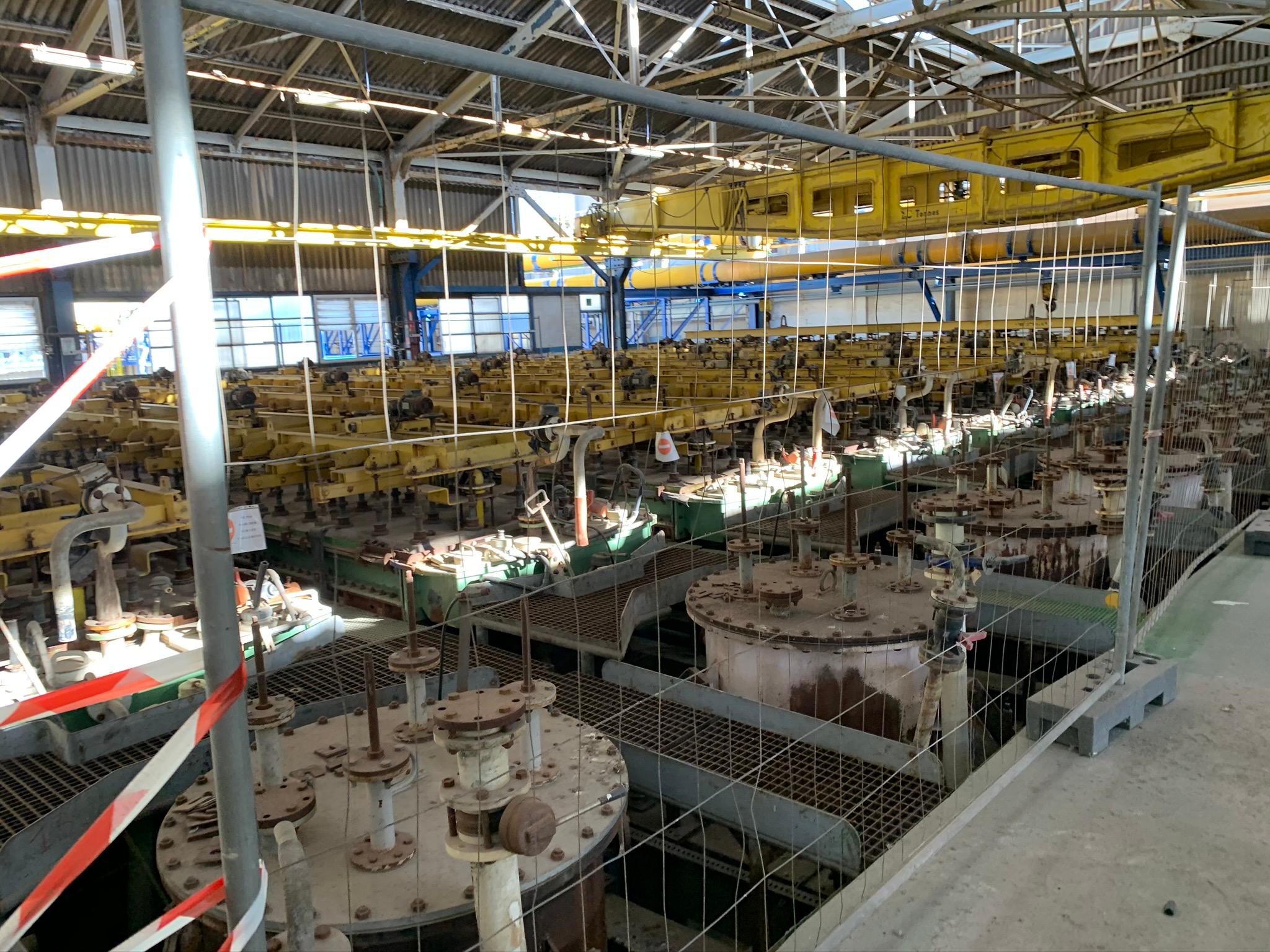 Chlor-alkali plant being decommissioned showing mercury cell electrolysis equipment